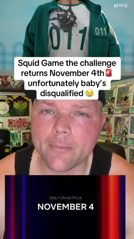 A post by @baldbetter on TikTok caption: Squid game the challenge returns November 4th🚨 unfortunately baby’s disqualified 😢 #squidgamethechallenge #squidgame3 #squidgame #netflix #foryou