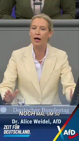 A post by @alice_weidel_afd on TikTok caption: Herr Merz, wenn die kommenden vier Jahre - sofern es überhaupt vier werden - von reiner Schuldenpolitik geprägt sind, wird das Preisniveau weiter steigen und die Inflation zusätzlich angeheizt. Die Belastung trifft besonders die Mittelschicht, die ohnehin schon unter steigenden Lebenshaltungskosten und schrumpfendem realen Einkommen leidet. Ohne solide Haushaltsführung droht der soziale Kern unserer Gesellschaft weiter zu erodieren. #afd #alternativefürdeutschland #jetztafd #deshalbafd #teamalice #aliceweidel #deutschland #Regierung #Sicherheit 