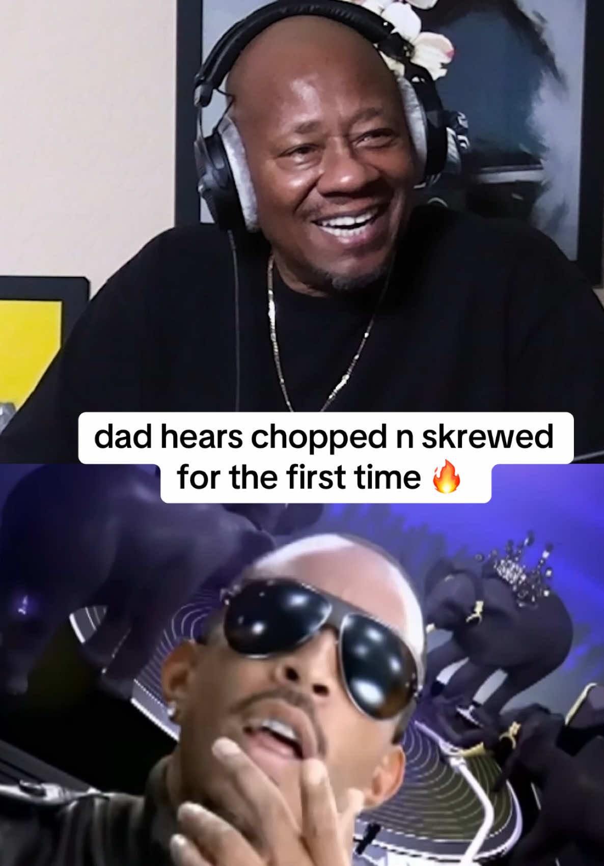 A post by @bridgingthegapyt on TikTok caption: Dad reacts to T-Pain & Ludacris - Chopped N Skrewed 🔥  #bridgingthegap #tpain #ludacris 