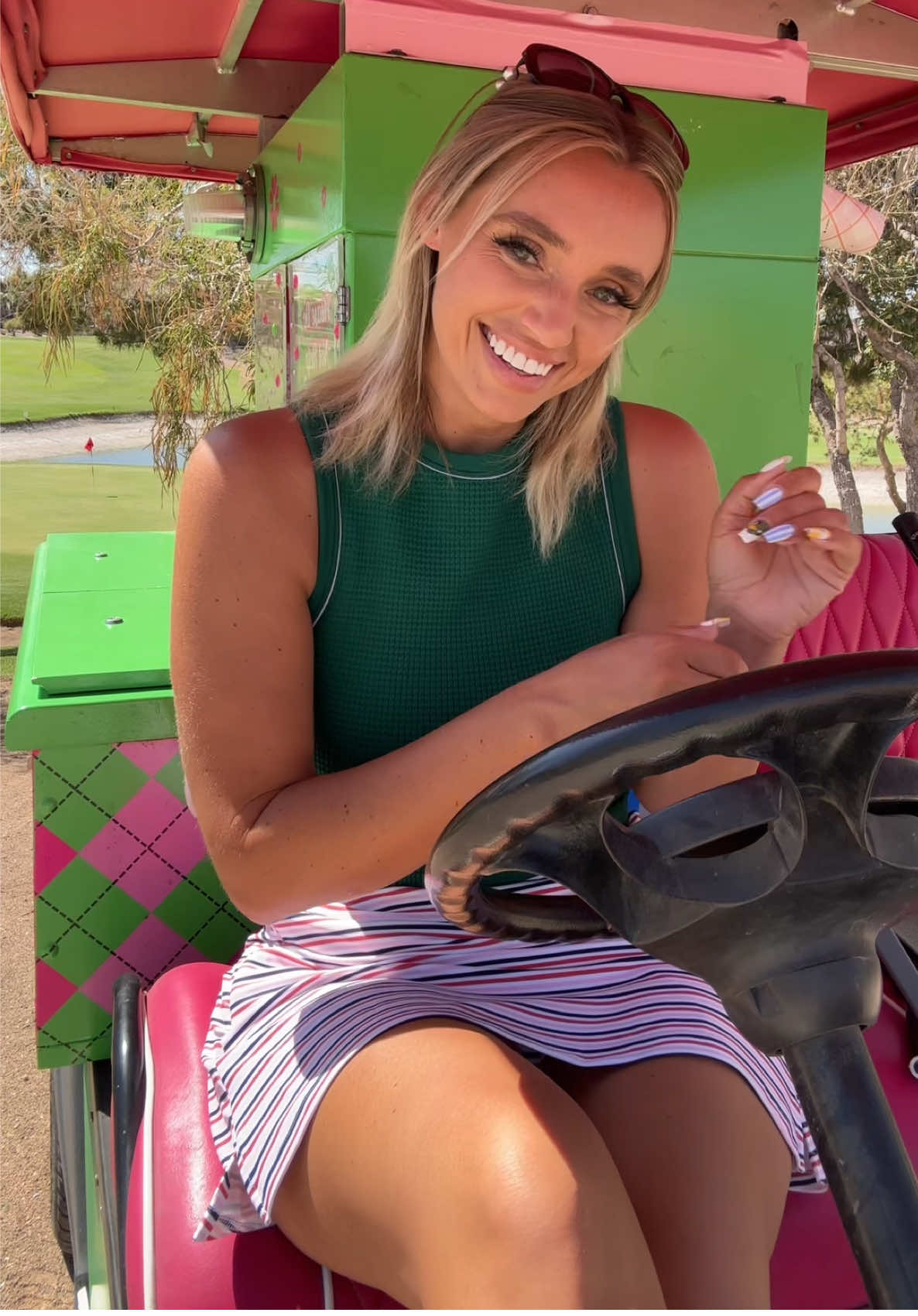 A post by @cassholland on TikTok caption: If it’s meant to be it will be 😅🧺 #cartgirl #golf #golfers #golftiktok 