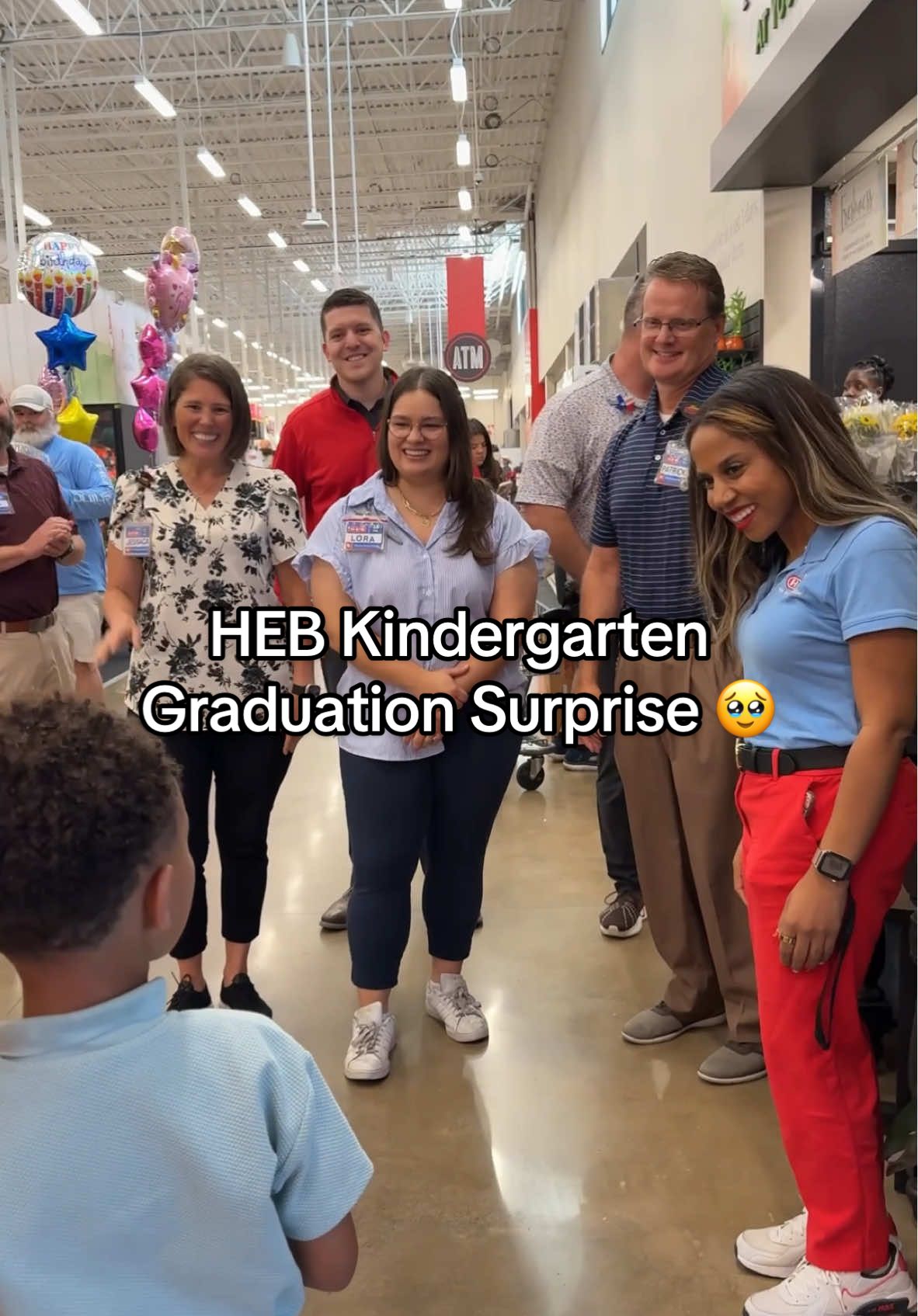 A post by @kyrahenry_ on TikTok caption: Replying to @H-E-B I was not expecting this at all! Thank you so much to the amazing team @H-E-B for celebrating him 🥹🤍 #momsoftiktok #backtoschool #kindergarten 