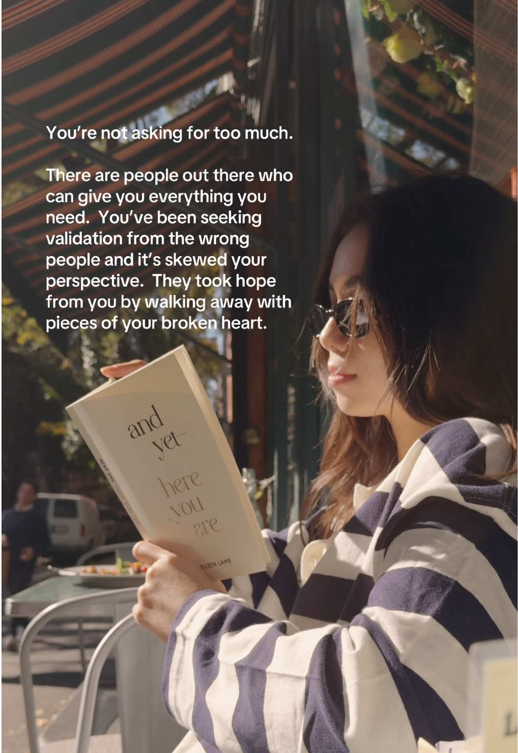 A post by @thoughtcatalog on TikTok caption: You’re not asking for too much.  You’re a beautiful human being, both inside and out. Their inability to recognize your worth says nothing about you. Absolutely nothing other than you haven’t met the right person yet. 