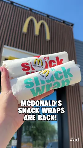 A post by @hungryhotline on TikTok caption: SNACK WRAPS® ARE BACK! #ad The Snack Wrap® is FINALLY back at @McDonalds so you know we had to stop by and see if it’s still as good as we remember! And… IT’S EVEN BETTER! Starting July 10th you can pick up The Ranch Snack Wrap and The Spicy Snack Wrap for only $2.99 each nationwide! Plus you can check the McDonald’s app for even more deals! Definitely try the Snack Wrap®and let us know what you think!! #SnackWrapsAreBAck #McDonaldsSnackWrap #McDonaldsPHX #McDonaldsVegas #SnackWraps #SnackWrap #McDonalds 