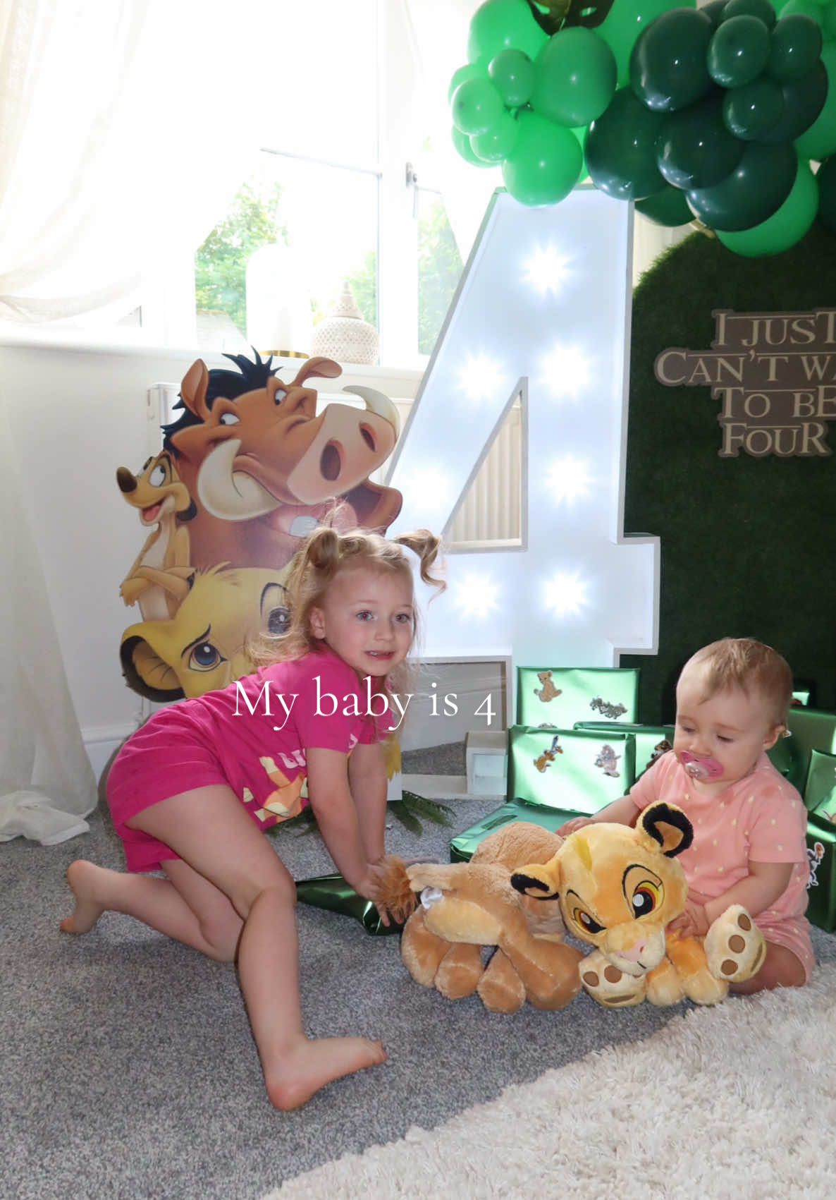 A post by @brandese on TikTok caption: Lottie Lou is 4!💚🌿🦁 