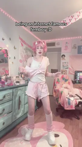 A post by @strawbabyboy on TikTok caption: i fear it comes with the gig 😞 #femboy #fyp #femboytiktok #pink #kawaii #strawberry #fypシ #femboyfriday 