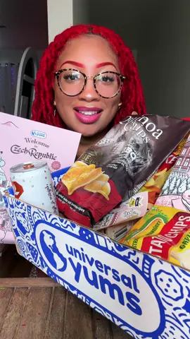 A post by @kie_eats on TikTok caption: Trying Snack From Czech Republic 🇨🇿  @@Universal YumsSnack Box 😋 ##snacks##universalyums