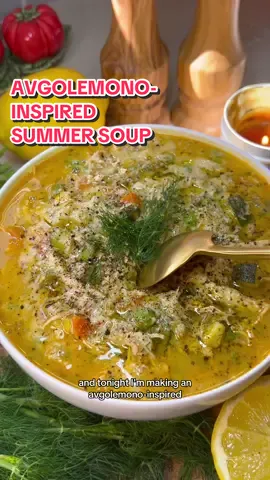 A post by @heresyourbite on TikTok caption: Avgolemono-Inspired Summer Soup with Leeks, Zucchini, Roasted Corn, and @Banza🍕🍝🫘 shells for a little extra protein 🍋 I added a spoonful of white miso paste for extra umami, but that’s totally optional. And as always, feel free to go off-script with the veggies. If you’ve got a garden full of tomatoes, green beans, kale, or even fennel, toss them in. Ingredients below — full recipe is linked in my bio! #BanzaPartner Ingredients: - 1 box Banza shells, cooked separately (prevents soaking up too much broth) - 1 lb chicken breasts or thighs (seasoned with salt, pepper, garlic powder, and smoked paprika) - Salt and black pepper - 1–2 tbsp olive oil - 1 tbsp butter - 1 leek (white and light green parts), quartered and thinly sliced - 2 medium carrots, diced - 2 large celery stalks, diced - 2 small zucchini, diced - 1 yellow squash, diced - 1.5 cups charred corn (from 2–3 ears or frozen) - 1 tsp dried thyme - 1 tsp dried basil - ½ tsp dried oregano  - 1 tbsp Calabrian chili paste (or less to taste) - 8 cloves garlic, minced (to taste) - 1/4 cup dry white wine  - 6–8 cups low-sodium chicken broth  - 1 Parmesan rind (optional) - 1 bay leaf (optional) - 1 tbsp white miso paste (optional) - 1 cup frozen peas - 2 eggs  - Juice of 1–2 lemons (to taste, start with 1 then add more as/if needed) - 2 tbsp chopped fresh dill (optional) - 2 tbsp chopped parsley or basil (optional) - Olive oil, for finishing #summersoup #summerrecipes #summerveggies #avgolemono #zucchini #squash #leeks #corn #chickensoup #onepot #easyrecipes #dinner #Ýtưởngchobữatối #easydinner #easydinnerideas #healthydinner #soup #souprecipe #summer #foodtok #souptok 