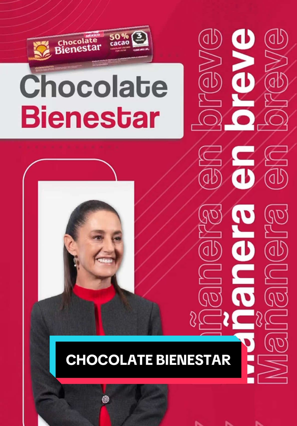 A post by @claudiasheinbaum on TikTok caption: Chocolate Bienestar, 100 por ciento mexicano. #PresidentA #mañanera #lovientiktok 