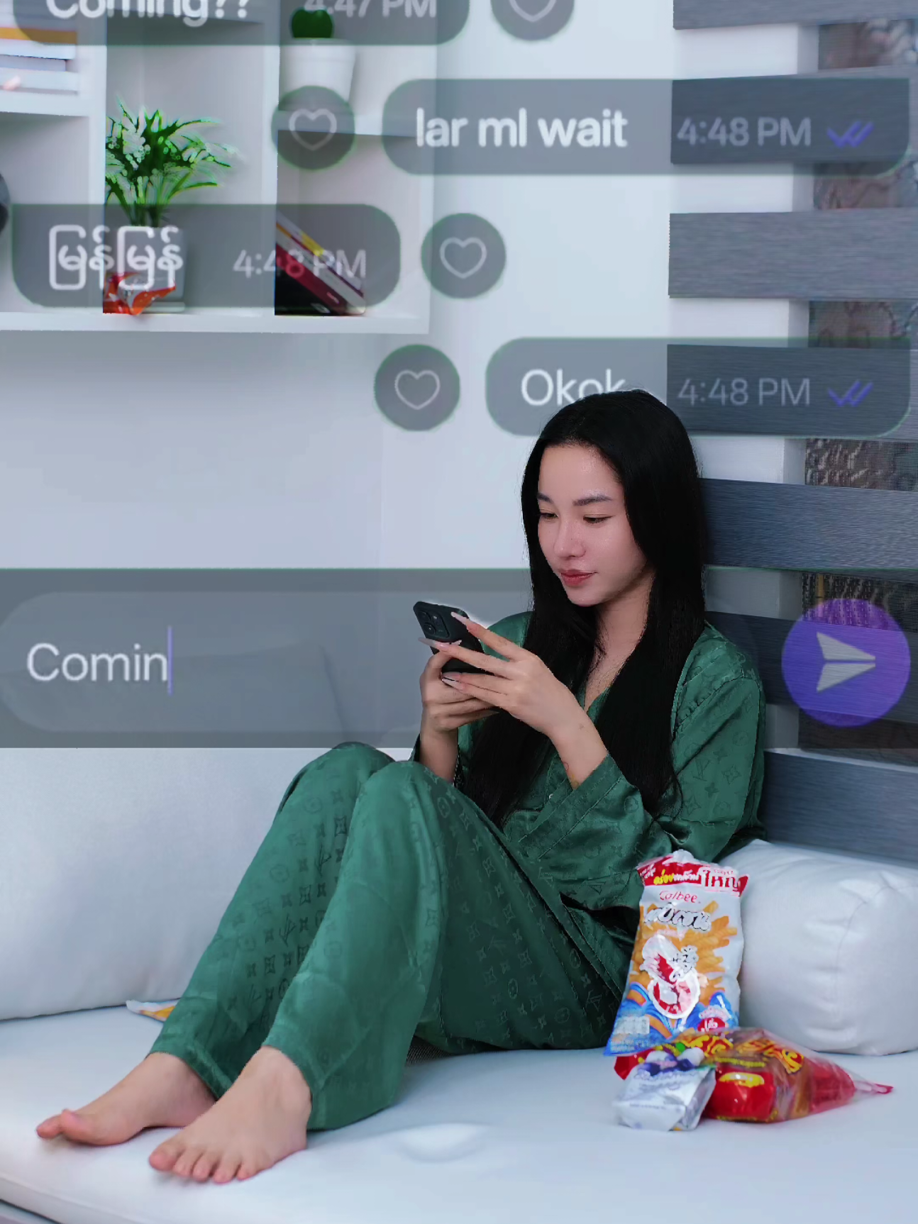 A post by @sora123ms on TikTok caption: "OPPO ရဲ့ "Shine in Darkness" campaign မှာ SORA နဲ့အတူ အားလုံးပါဝင်တောက်ပဖို့ ဖိတ်ခေါ်လိုက်ပါတယ်ရှင့်🙌 Let's party in darkness with OPPO Reno14 Series! 🤍 #OPPO #OPPOReno14Series5G #ShineinDarkness"