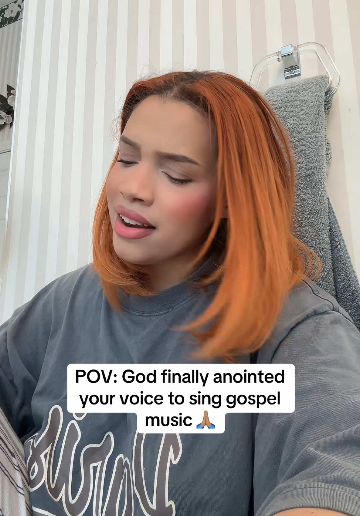 A post by @kyndallsands on TikTok caption: To me, there is a difference between singing gospel music & the anointing on a voice to sing gospel music. I’ve been praying, asking the Lord to anoint my voice to praise him & he made it very clear that it is done. ✝️