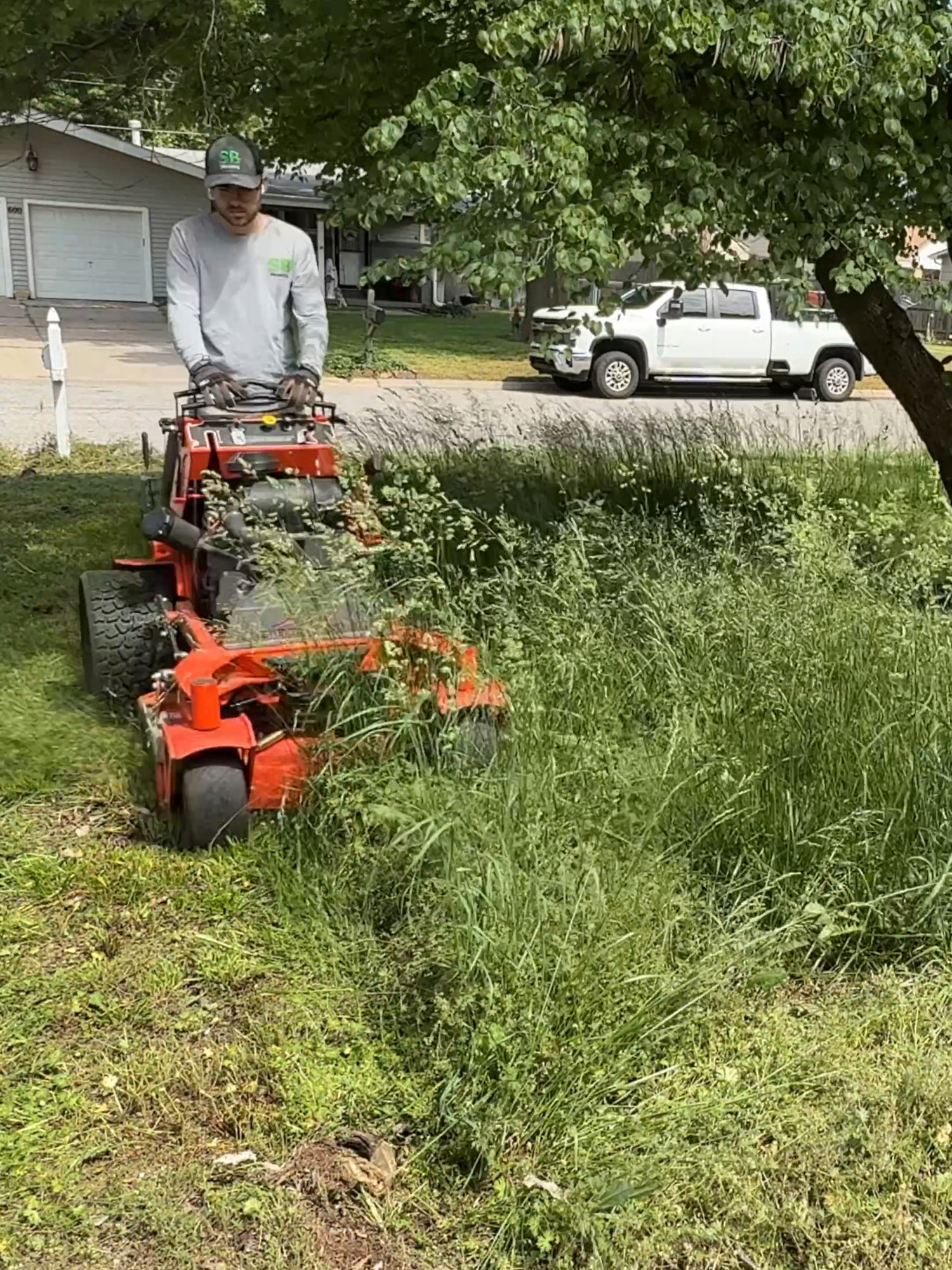 A post by @sbmowing on TikTok caption: This 98 YEAR OLD woman wouldn’t let go of her CRUMBLING HOME #mowing #edging #cleanup #asmr #satisfying #sbmowing #cleaning #overgrownyard #fyp #fypシ #viral #viralvideo #transformation #overgrown #maruyama #badboymowers #muckboots