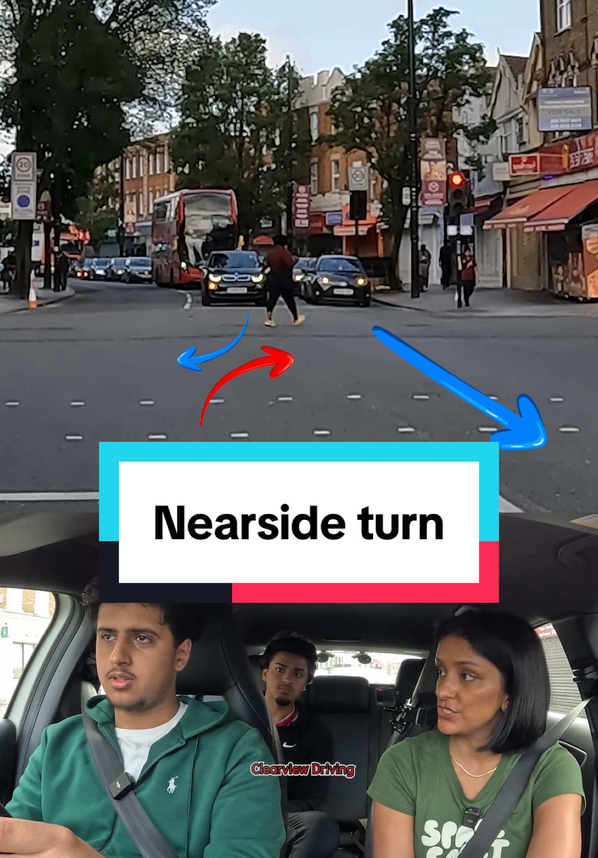 A post by @clearviewdriving on TikTok caption: How to turn nearside to nearside @rai @Gavin.s  #driving #car #turn #junction #nearside #teacher #fyp #learn #howto #london #road 