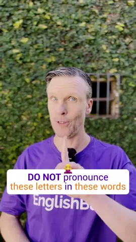 A post by @english.bay on TikTok caption: Dica de Pronúncia em Inglês - Letras Silenciosas 🤫 #pronunciation #dicadepronuncia #silentletters #inglesbrasil #PronunciaEmIngles