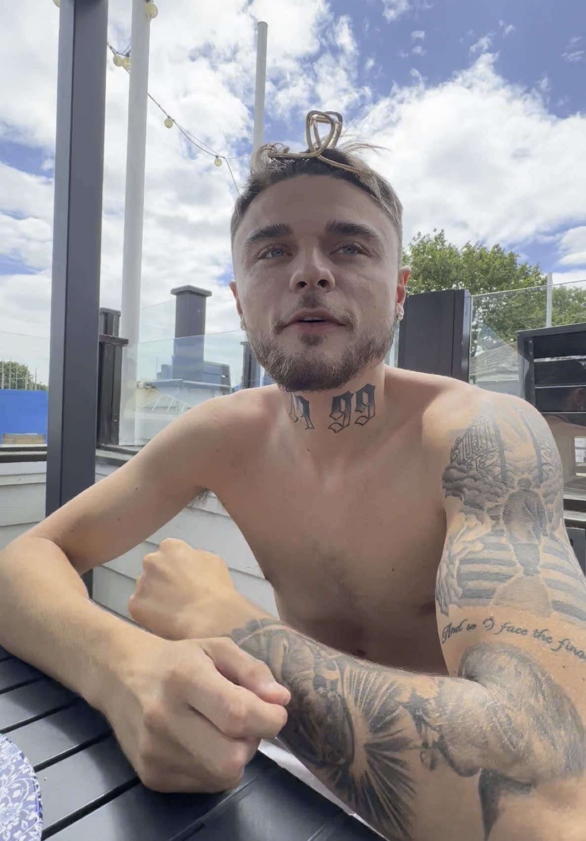 A post by @paulandmorgann1 on TikTok caption: Baby boys first time swimming 🩵 #foryou #viral 