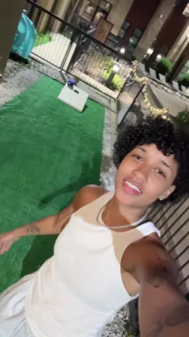 A post by @auntienae95 on TikTok caption: BACKYARD MAKEOVER ✅ went the cheapest route I could since I’m not staying here for good but I love it! ✨#auntienae #missboy #backyardvibes #doityourself 