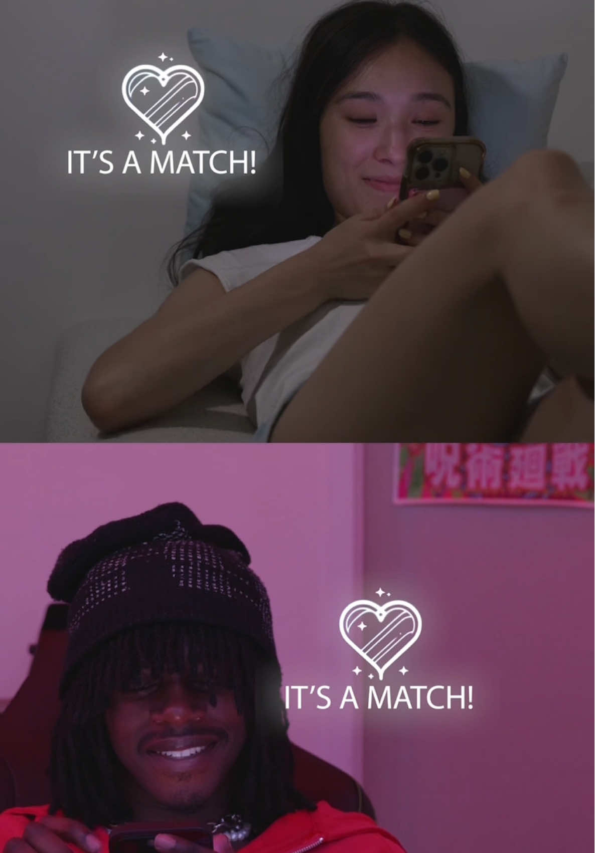 A post by @metronade on TikTok caption: Same city. Same sound. Same sky. They were always one frame apart—until Duet. #relationships #dating #real #relatable #duetapp 