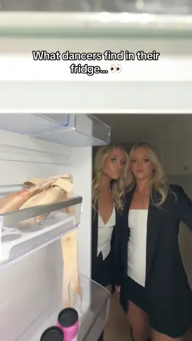 A post by @rybkatwinsofficial on TikTok caption: Ummmmm ok 👀🤪 #dancer #twindancers #fridgechallenge 