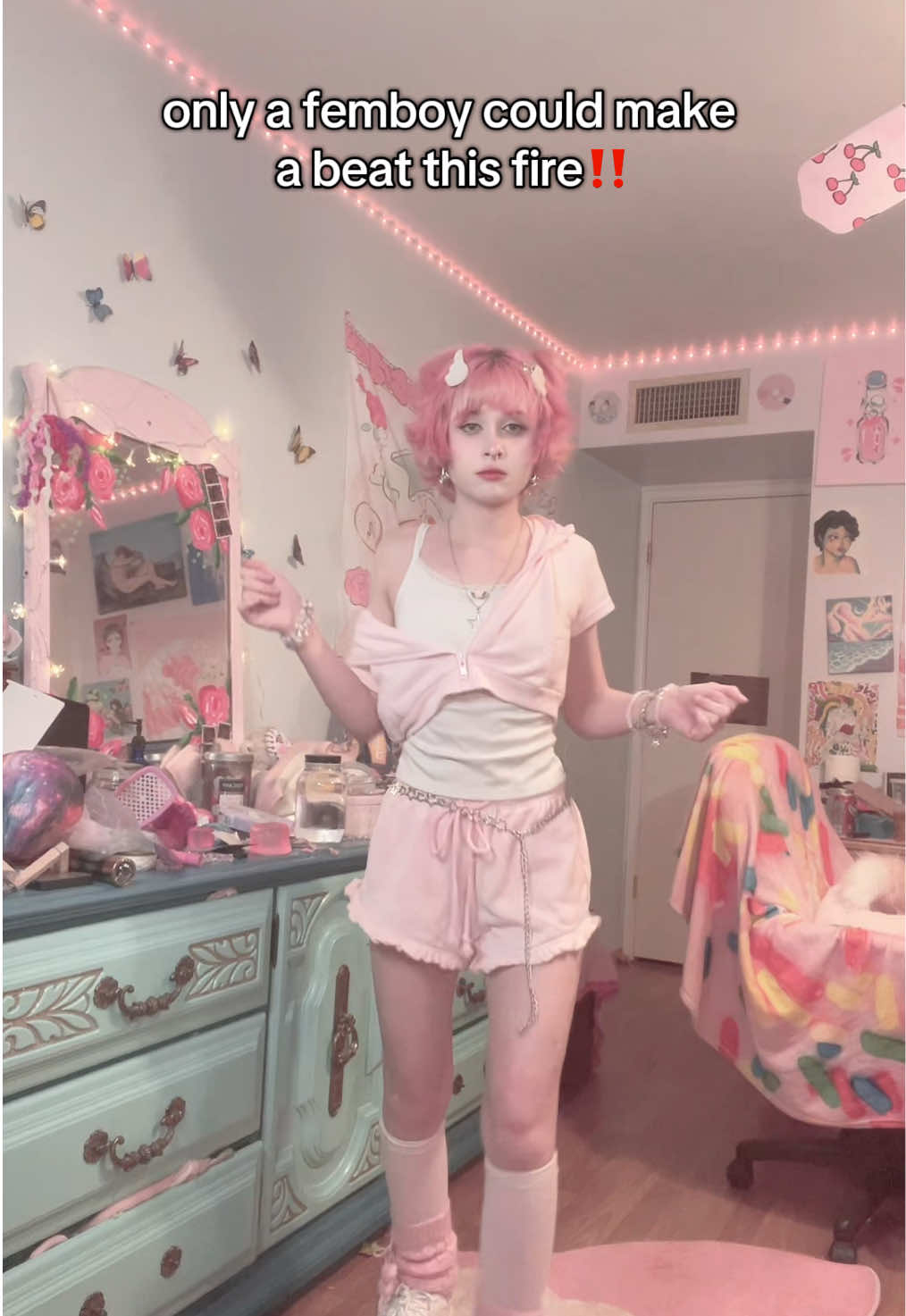 A post by @strawbabyboy on TikTok caption: can’t believe i’m moots with this diva @armani west 💕 #femboy #fyp #femboytiktok #pink #kawaii #strawberry #fypシ #femboyfriday 