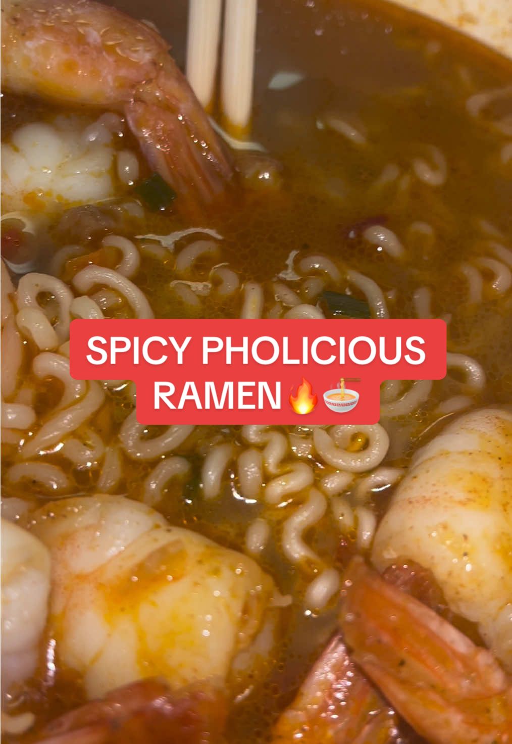 A post by @ on TikTok caption: Let’s eat some Ramen!! @PhoLicious Foods came up with their OWN version of PHO ramen!! This is top tier flavor packed ramen right here baby!! 🤤#pholicious #buldak #ramen #tiktok #fyp #foryoupage #fypシ゚viral #tiktokmademebuyit #charitychristiana#loveisland 