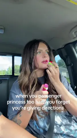 A post by @sierrakatel on TikTok caption: passenger princess shouldn’t have to give directions 😅 #passengerprincess #couplecomedy #coupleshumor #lipgloss #lipoil 
