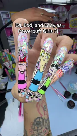 A post by @mooyahyah on TikTok caption: Powerpuff Eds?! 💙💖💚  Should I do the Kanker Sisters as the Rowdy Ruff Boys Next? 👀  Inspo from reyreypelcastre 🥰