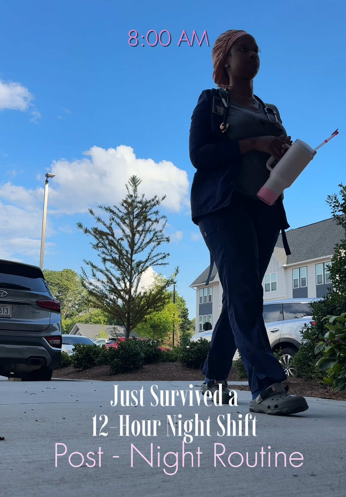 A post by @nikijayy7 on TikTok caption: Spend a typical morning with a night shift nurse and wife / mom of 3 post 12hr shift 👩🏽‍⚕️❤️ #fyp #foryou #spendthemorningwithme #rnlife #nightshiftnurse #momof3 #postpartum 