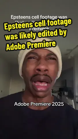 A post by @advicefromlouisreloaded on TikTok caption: Epsteens cell footage was likely edited by Adobe Premiere #advicefromlouis #satire 