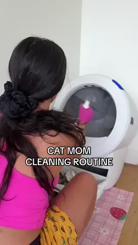 A post by @queenofgettingbanned on TikTok caption: It’s a full time job I’m a MOTHER #catmom #blackcats #vlog #cleaningmotivation #resetroutine #cleanwithme #litterbox #litterrobot 