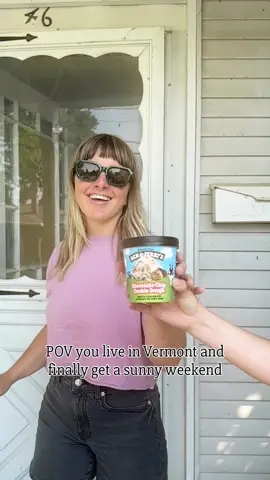 A post by @benandjerrys on TikTok caption: We're back baby! #benandjerrys #icecream #cookiedough #vermont 