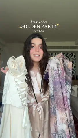 A post by @pamelapaolini on TikTok caption: Questa sera Golden party, non molto in tema ma una cosa è certa: abbiamo dei capelli meravigliosi grazie ai nuovi ferri di ghd della linea Chronos curve✨ @ghditalia #ghdchronoscurve ADV