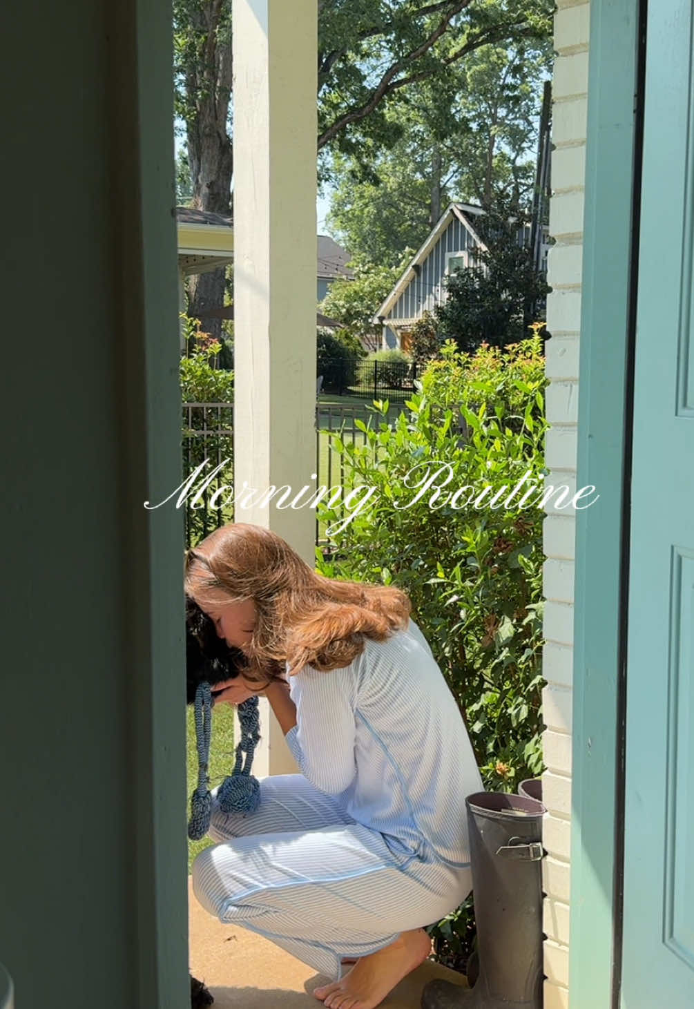 A post by @carlyvandyke_ on TikTok caption: Good morning dolls!!! Morning routine in the doll house 🩵 #grandmillennialstyle #coastalstyle #grwm #getreadywithme 