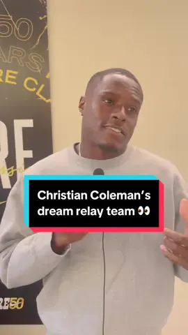 A post by @nbcolympics on TikTok caption: Christian Coleman has ultimate confidence in his dream relay team. 🔥 #track #relay #olympics 