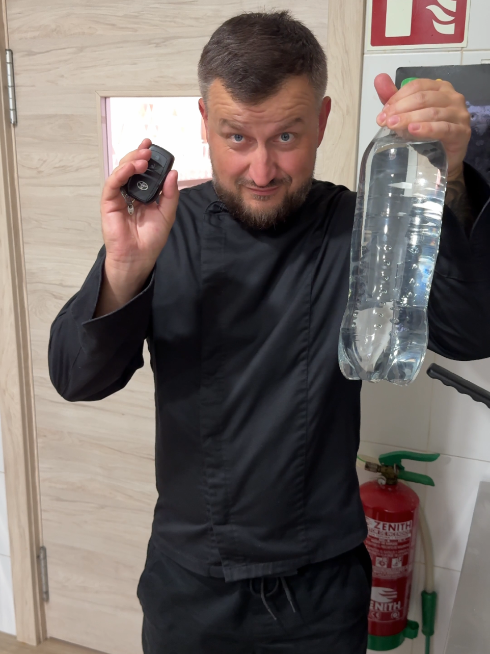 A post by @dobrovolskyichef on TikTok caption: Car vs Bottle 🥤💥 Can it survive the weight? 😱 Wait for it… 😳 #carvsbottle #experiment #viralfail #funnytest #donttrythisathome 
