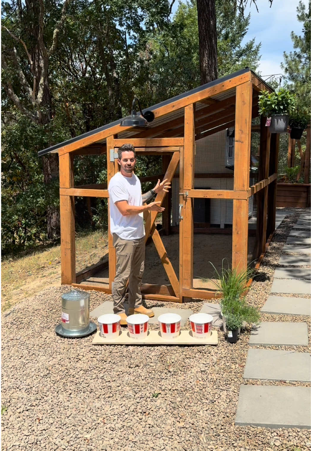A post by @dadsocial on TikTok caption: I does anyone know what my wife thinks is so funny?!? Also, I we will get chickens… eventually. We have a vacation planned so we are waiting until we get back to get our chicks. And finally, what else should I add to the coop before we get our chickens?!? #diy #chickencoop #farming