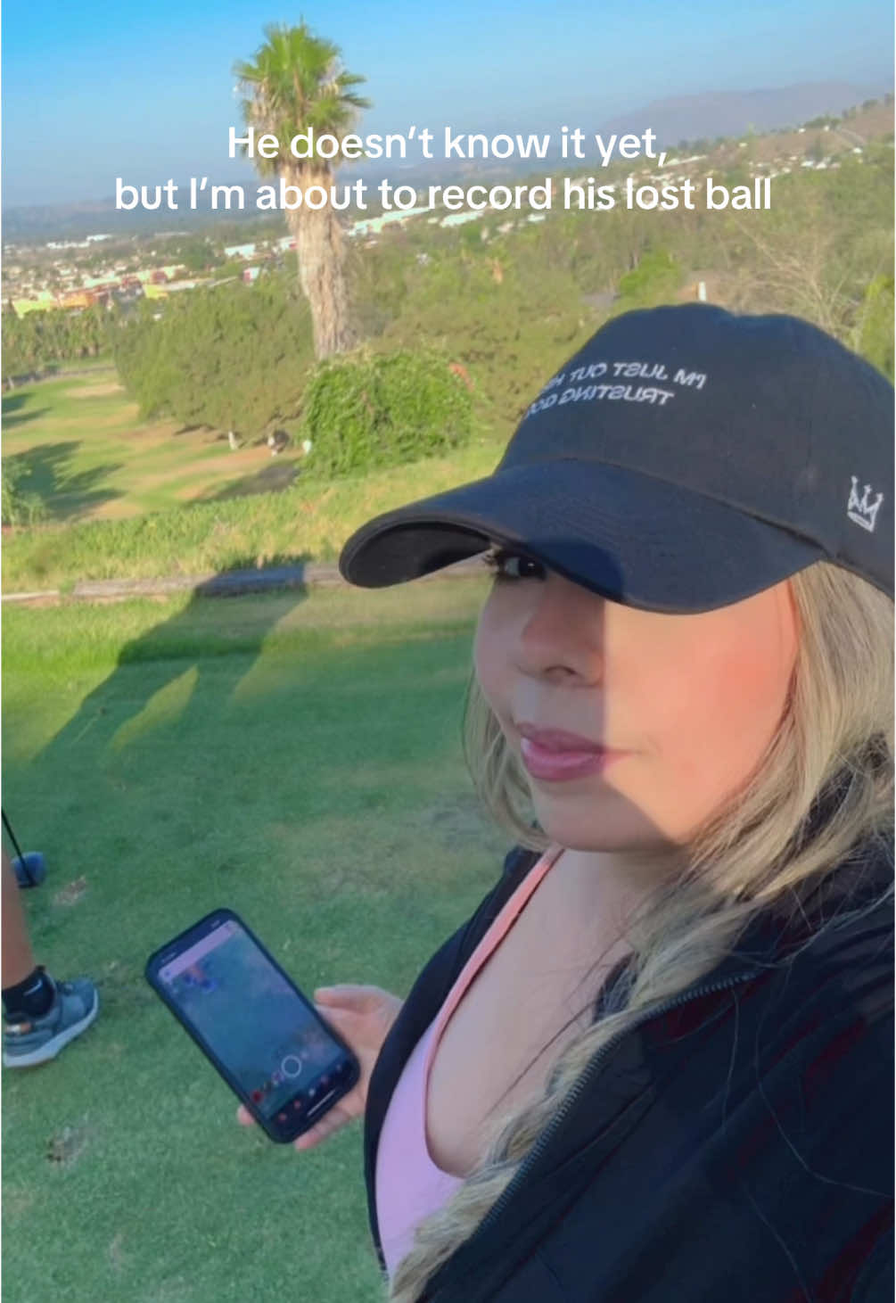 A post by @jasmine_areli on TikTok caption: Just trying to be a supportive wife 😆 #golfing #golftiktok #golfcourse #golfmistakes 