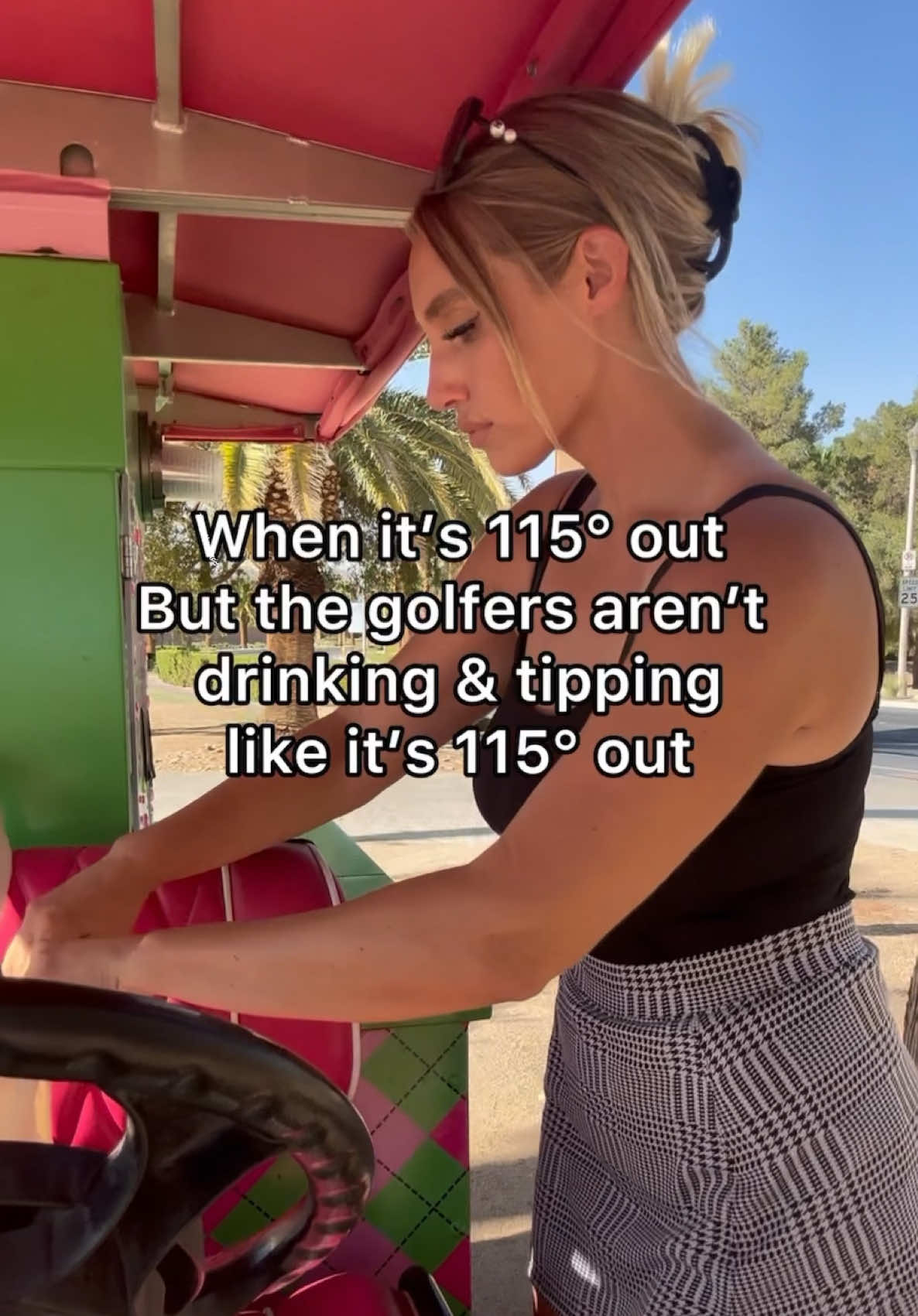 A post by @cassholland on TikTok caption: They’re not spending, ine leaving. #cartgirl #golftiktok #golf #golfers 