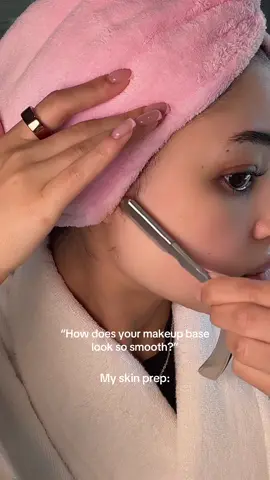 A post by @by.imanx on TikTok caption: It’s all about the skin prep ✨ #makeup #skincareroutine   Products used: @La Roche-Posay purifying foaming cleanser @Caudalie vinoperfect serum @Embryolisse USA lait crème concentrate  @Vaseline  @medicube global booster pro