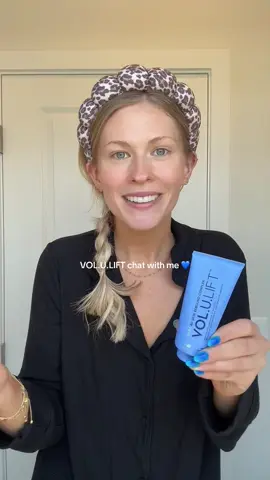 A post by @smallersam_pcos on TikTok caption: VOL.U.LIFT has been a game changer in my skincare routineI use it in conjunction with micro-needling to combat the effects of extreme weight loss in my face, jaw, and neck!  💙 #volulift #skin #weightloss #weightlossjourney #glp1 #routine #SkinCare #pcos #mom #face #neck @IMAGE Skincare 