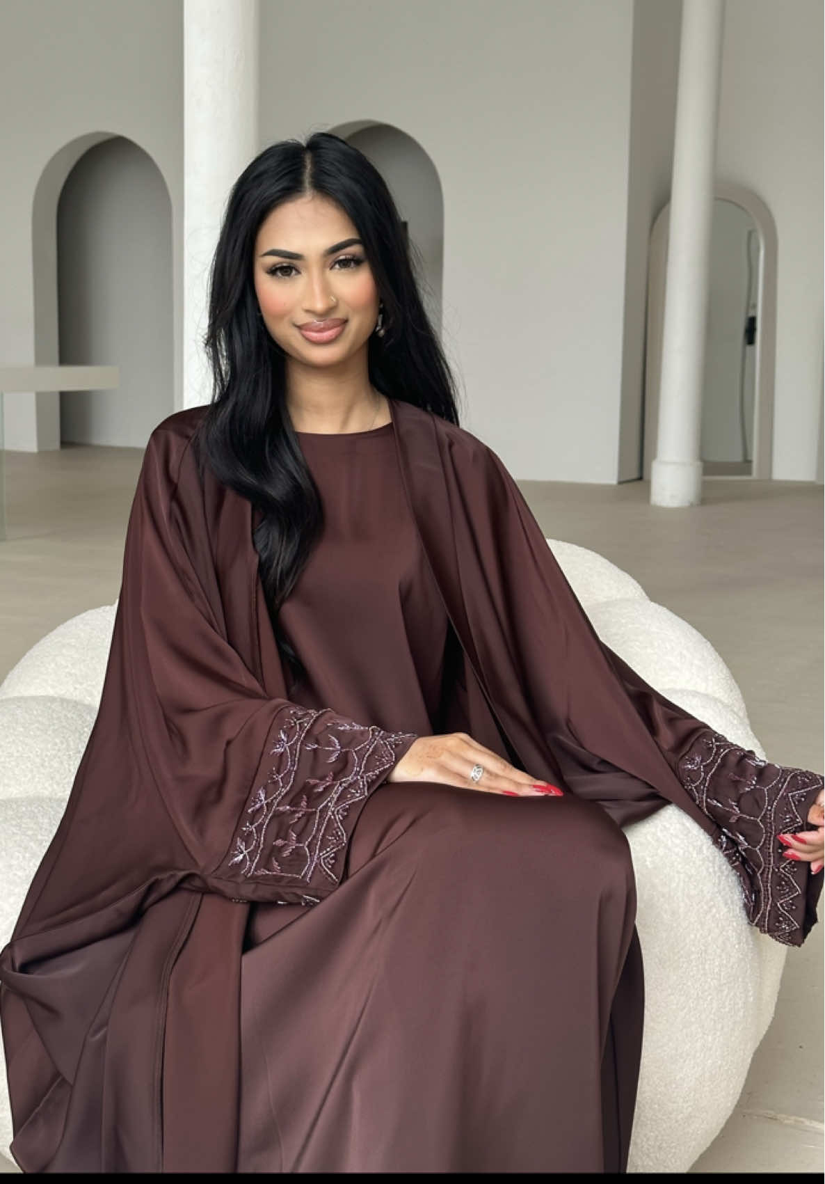 A post by @siaabayas on TikTok caption: This isn’t just an abaya, it’s an entrance ✨ #abayastyle #fyp #abayafashion #foryou #modestfashion #fashion #tiktokmademebuyit #tiktokshop 