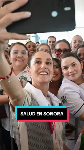 A post by @claudiasheinbaum on TikTok caption: En la gira por el gran estado de Sonora, agradecimos a las y los trabajadores de la salud que integran el programa Salud Casa por Casa por hacer realidad el gobierno de territorio. También inauguramos el Hospital Rural IMSS-Bienestar Vícam Switch, que significa justicia para el pueblo yaqui y hace honor a la máxima de la Cuarta Transformación: Por el bien de todos, primero los pobres. Gracias, Sonora, por tanto amor. #PresidentA #lovientiktok #amorconamorsepaga 