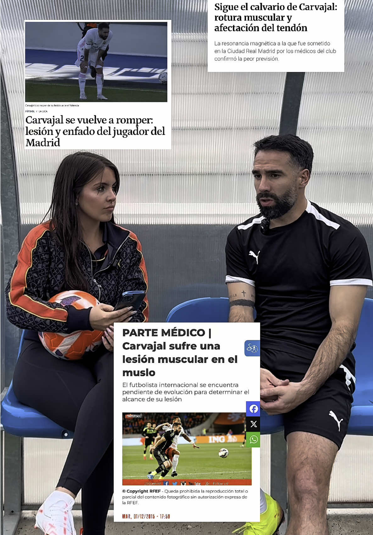 A post by @lucii_lba on TikTok caption: VÍDEO 1 de 6 con futbolistas @Dani Carvajal Va volver + FUERTE QUE NUNCA 💪🏼