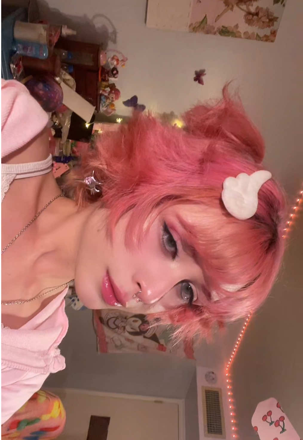 A post by @strawbabyboy on TikTok caption: this is my first time trying it sorry if it isn’t the best 😅 #femboy #fyp #femboytiktok #pink #kawaii #strawberry #fypシ #femboyfriday 