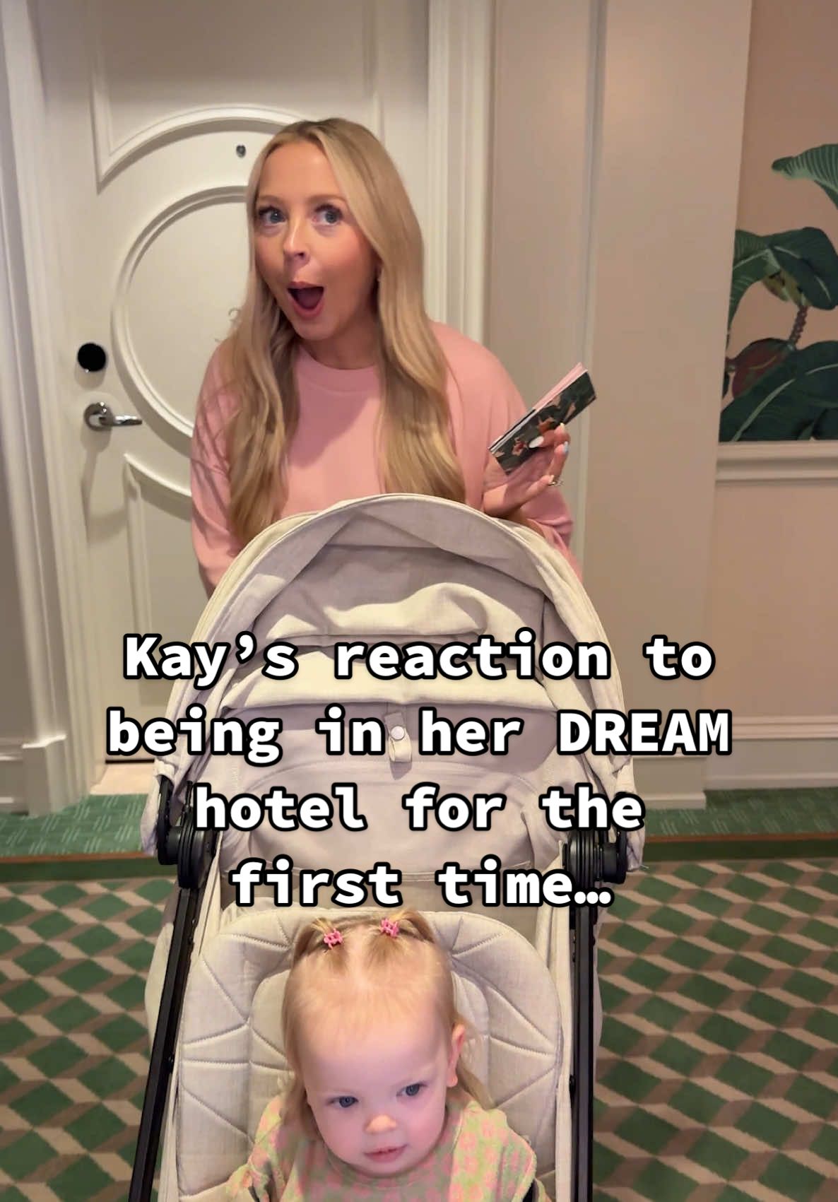 A post by @kayandtayofficial on TikTok caption: Ellie’s face when she saw the apples and bananas! 😂🥹 backstory ::: We are in LA for the Smurfs premiere and are SO excited!! We pulled up to Kay’s dream hotel and her eyes lit up! 😂 She’s always wanted to stay at the Beverly Hills Hotel, and was giddy to get inside! When we got in the room, Paramount had decked our room in Smurfs stuff! It was so fun seeing Kay, Kinsley, and Ellie’s eyes lighting up as they walked through the hotel! I can’t wait for the premiere, and to see little Ellie walk down the red carpet for the first time! 🥹🤩 #kayandtayofficial #couples #relationships #pregnant #postpartum 