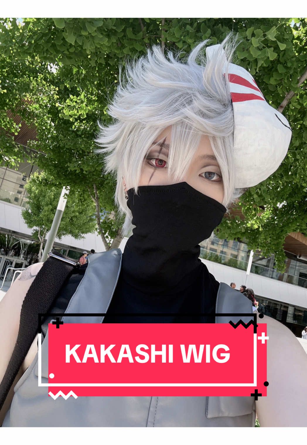 A post by @aeonik on TikTok caption: KAKASHI WIG WOOHOO - #kakashi #naruto #Cosplay #cosplaywig 