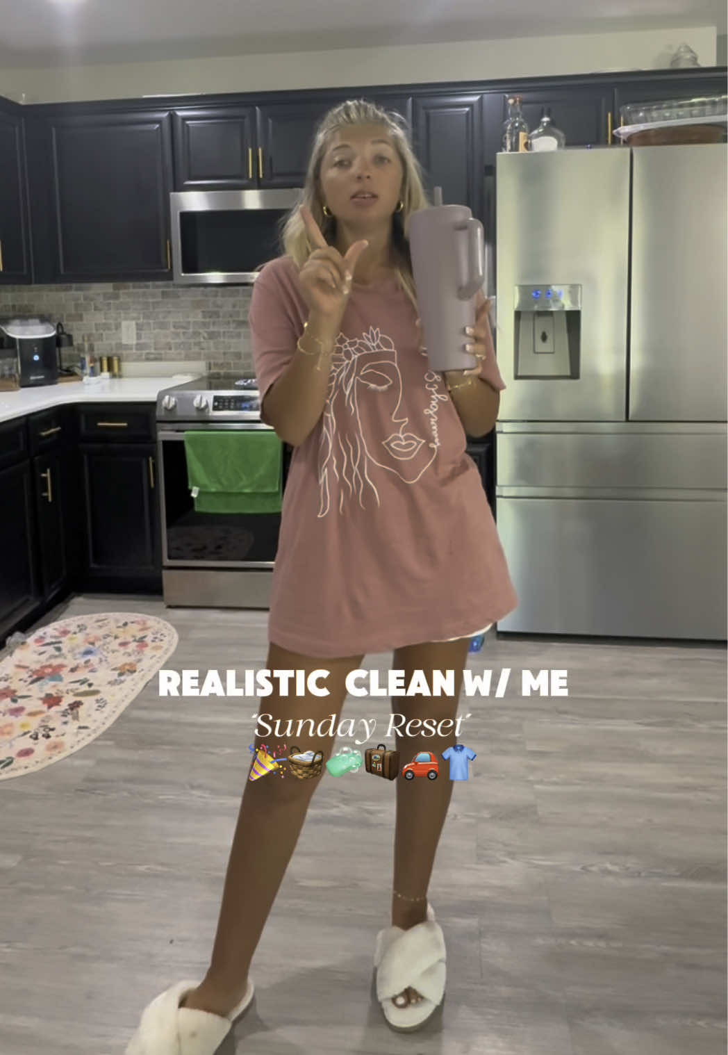 A post by @mrs.hannahlong on TikTok caption: A realistic and unfiltered “Sunday reset”😅🧺🎉