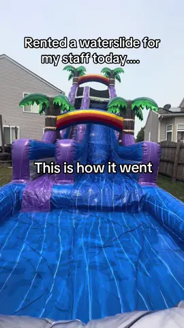A post by @theresavandamstylist on TikTok caption: RIP workers comp insurance #fyp #foryoupage #salon #salonouting #waterslide #jet2holiday 
