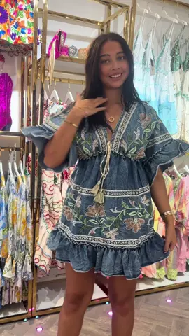 A post by @essexcouture on TikTok caption: Gorgeous denim dress new in🩵✨💙 #essexcouture #boho #ibiza 