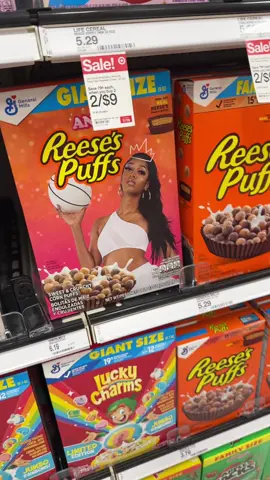 A post by @ on TikTok caption: they didn’t tell me her shot meter came with the cereal … #angelreese #WNBA #caitlinclark #lsu #ncaa #reesespuffs 