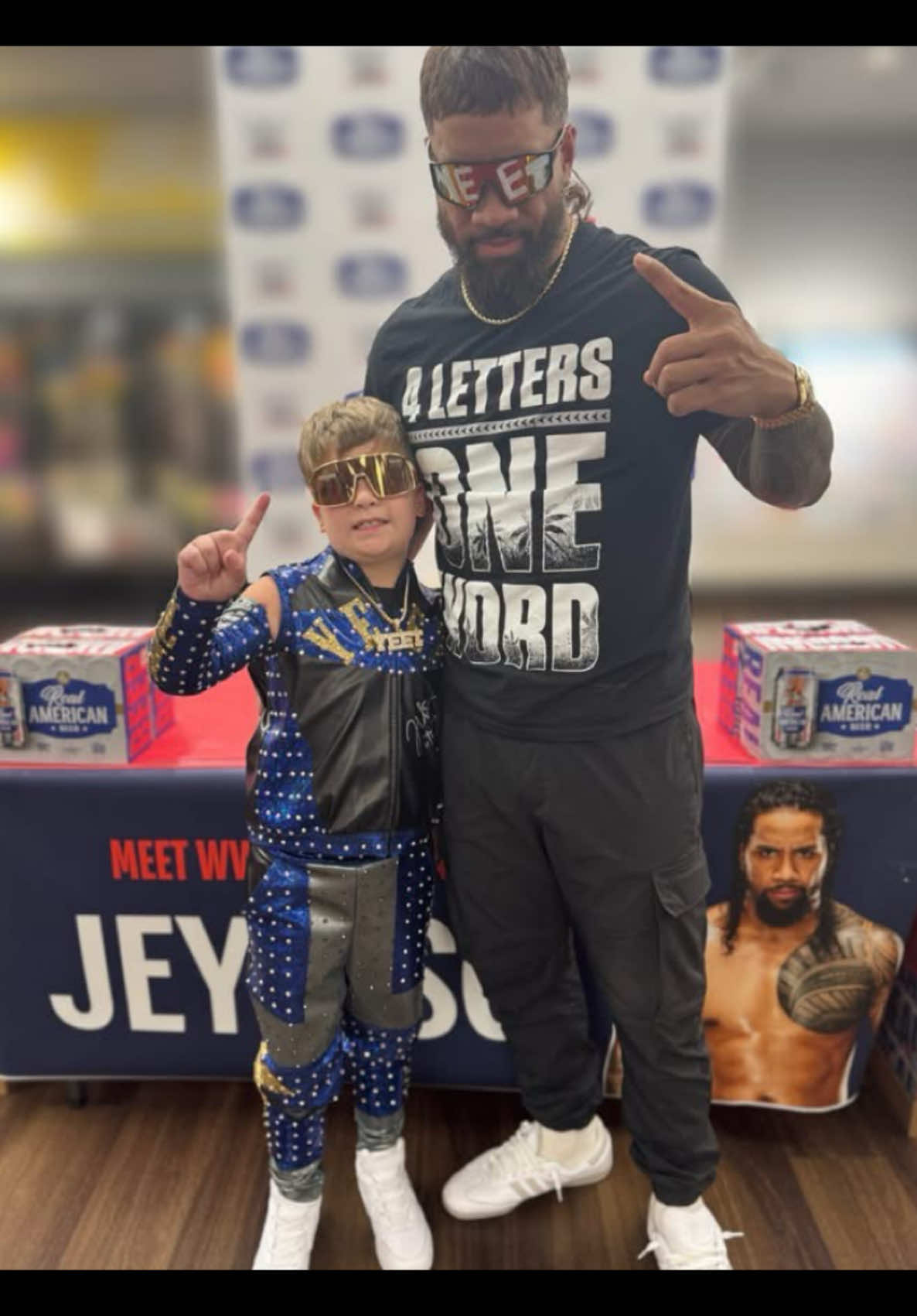 A post by @heatherwyatt715 on TikTok caption: Birthday wishes do come true!! @RykerKeegs @Dexter Woods @KMWOODS @Jey Uso  Thank you Jey for giving my boy the best birthday! 
