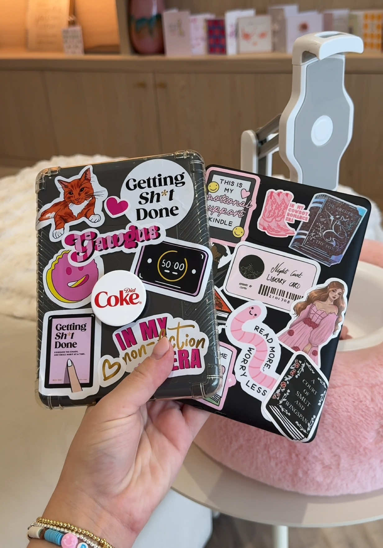 A post by @rooshome on TikTok caption: Decorating my new kindle ☁️💘✨ p.s. my book’s 99p on kindle today!! (ad-my book) #kindlegirl #kindledecorating #decoratemykindlewithme #kindlestickers #kindle #decoratingmykindle #stuffyourkindleday